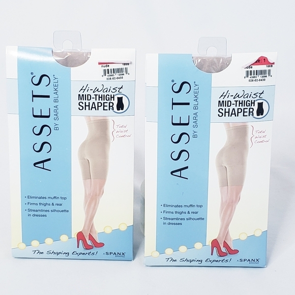 (2) NWT Spanx Assets Hi Waist Mid Thigh Shaper Nude Shapewear 1 - Picture 1 of 4